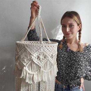 北欧风手工编织棉绳灯罩波西米亚民宿灯饰挂件房间装饰亚马逊