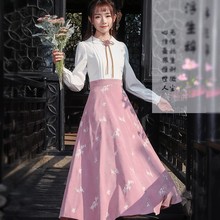 春秋女装复古法式田园风民国连衣裙1