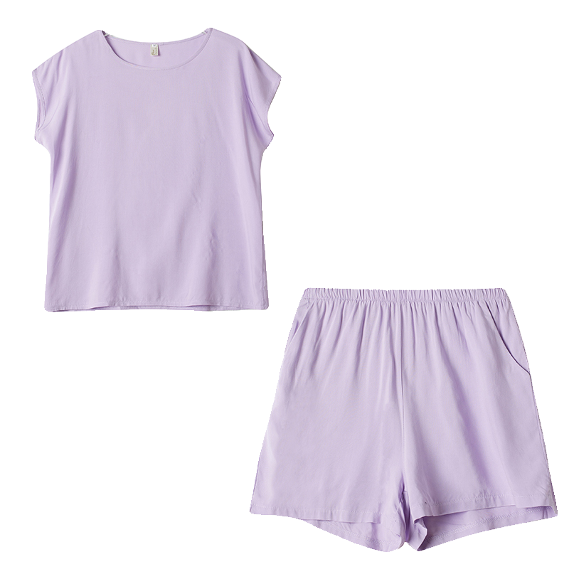 纯棉绸睡衣女大码短袖短裤家居服