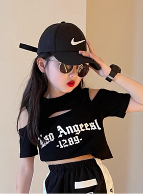 女童短袖t恤夏装2025新款网红炸街体恤女孩大童夏季街舞甜辣上衣