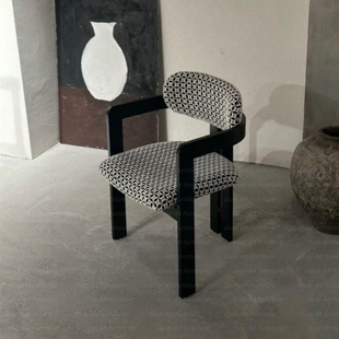 Ouqi.中古风实木餐椅家用餐桌椅休闲椅梳妆椅书桌椅茶椅餐厅椅