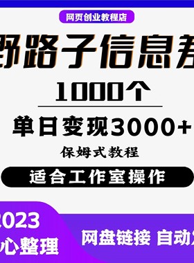 1000个野路子信息差保姆式教程-单日变现3000+的玩法解密