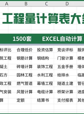 工程量计算表格软件大全钢结构土建安装路桥市政装修建筑预算造价