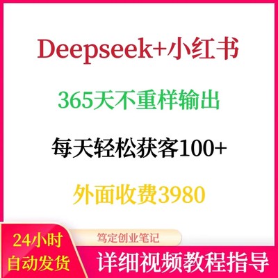 Deepseek+小红书内容生产实操课365天不重样轻松获客教程