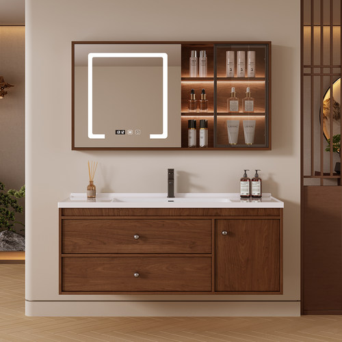 新中式中古风浴室柜组合