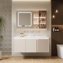 奶油风浴室柜陶瓷一体盆卫生间洗手盆柜组合洗漱台智能洗脸盆实木