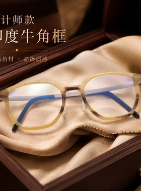 丹阳眼镜牛角框纯钛腿男大脸方框复古手工可配近视有度数镜架1864
