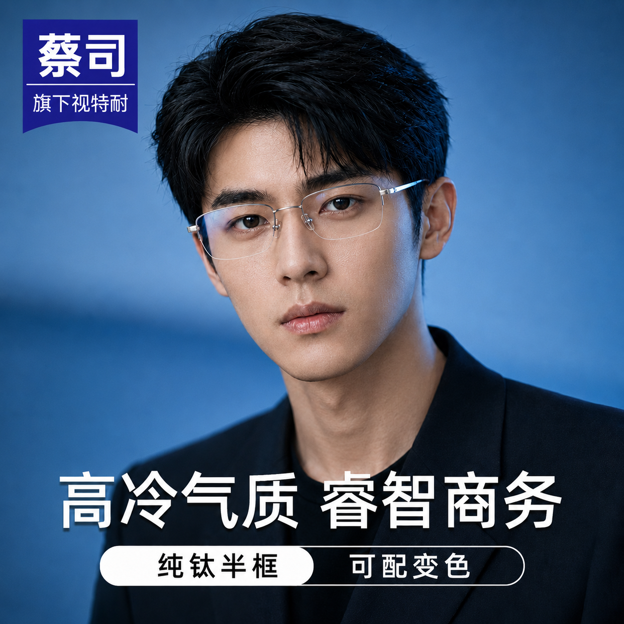 丹阳眼镜纯钛近视镜男商务金丝半框超轻可配防蓝光变色有度数镜框