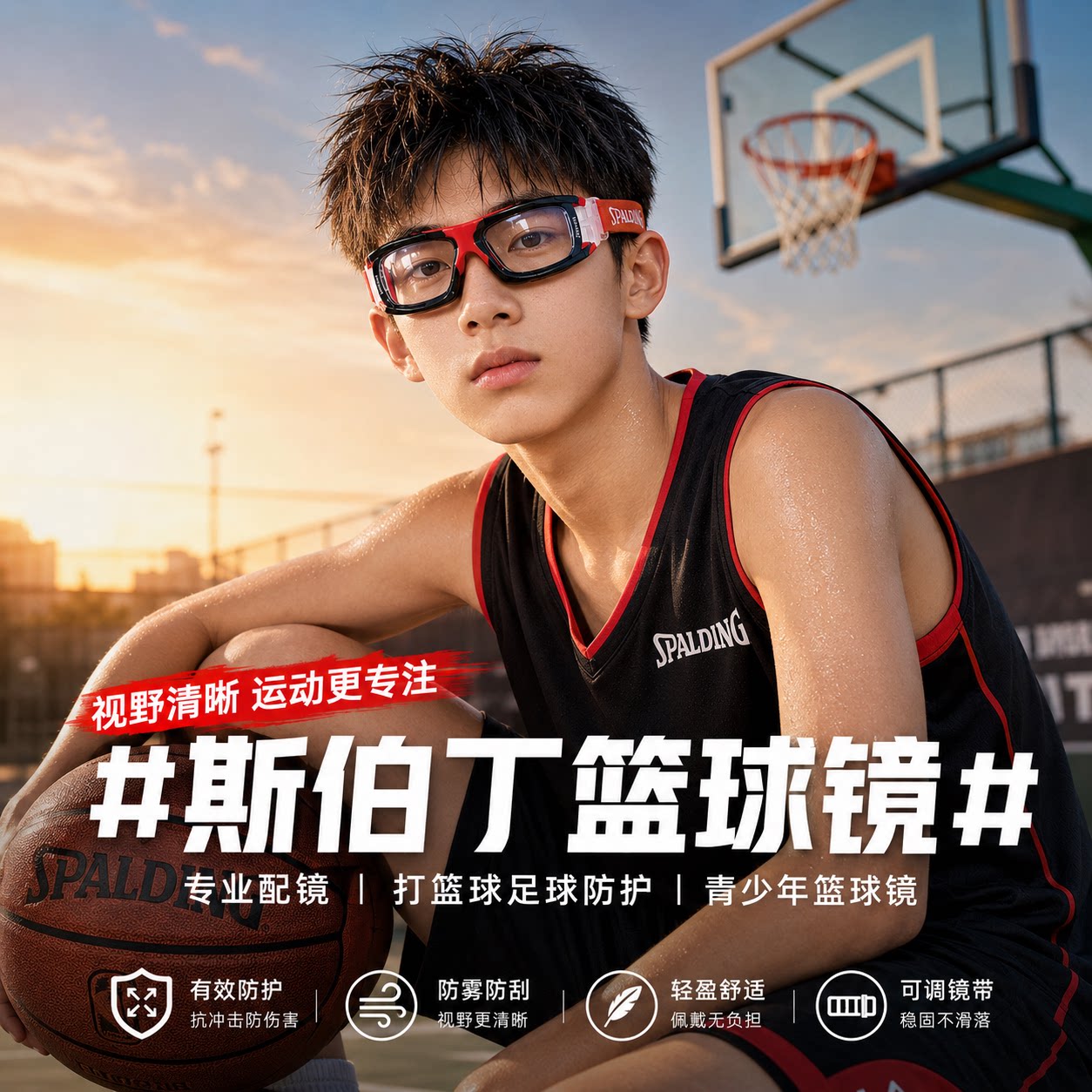 spalding斯伯丁专业护目运动眼镜