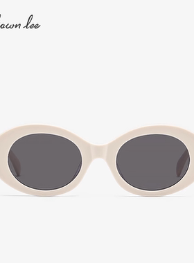 Shawnlee新款白色椭圆猫眼复古墨镜女法式太阳镜遮阳防晒防紫外线