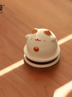 Homo可爱招财猫摆件汽车装饰车载无火香薰扩香石好运氛围龙年礼盒