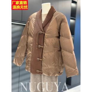 新中式国风妈妈装羽绒服外套女冬季新款上衣加厚中老年白鸭绒棉袄