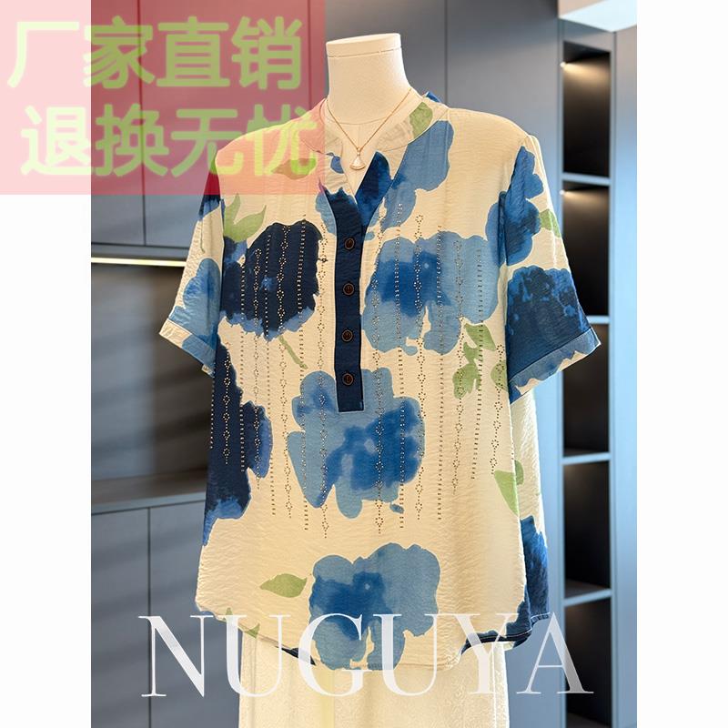 中国风妈妈装棉麻衬衫女短袖2025夏装新款上衣减龄气质中老年衬衣