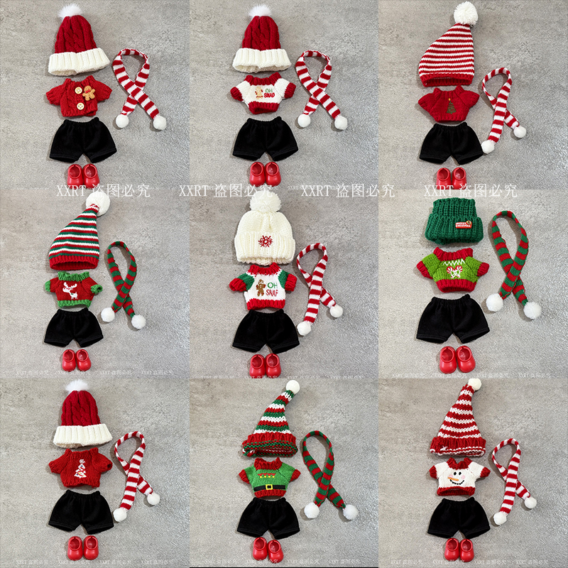 拉布布娃衣圣诞节套装帽子围巾