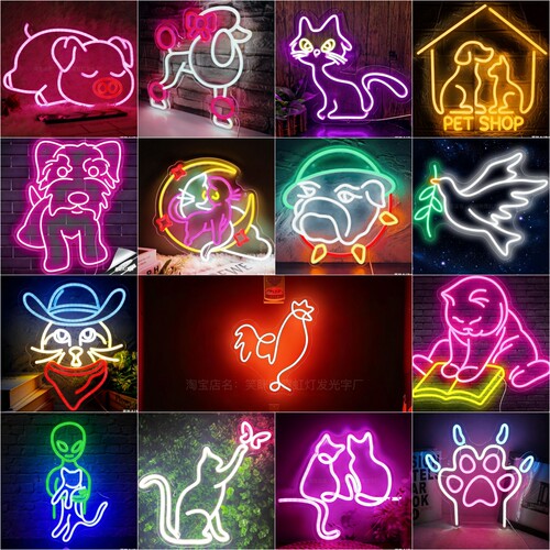 治愈系霓虹猫狗爪发光氛围灯