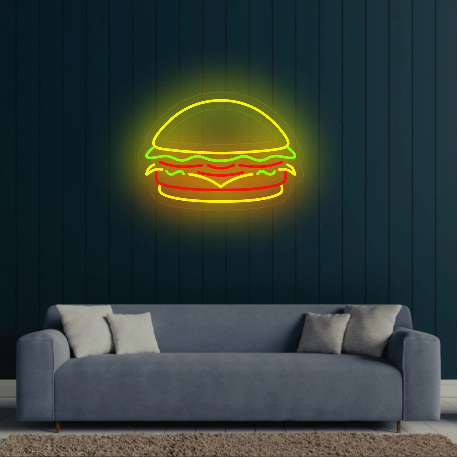 led霓虹灯披萨pizza汉堡薯条造型