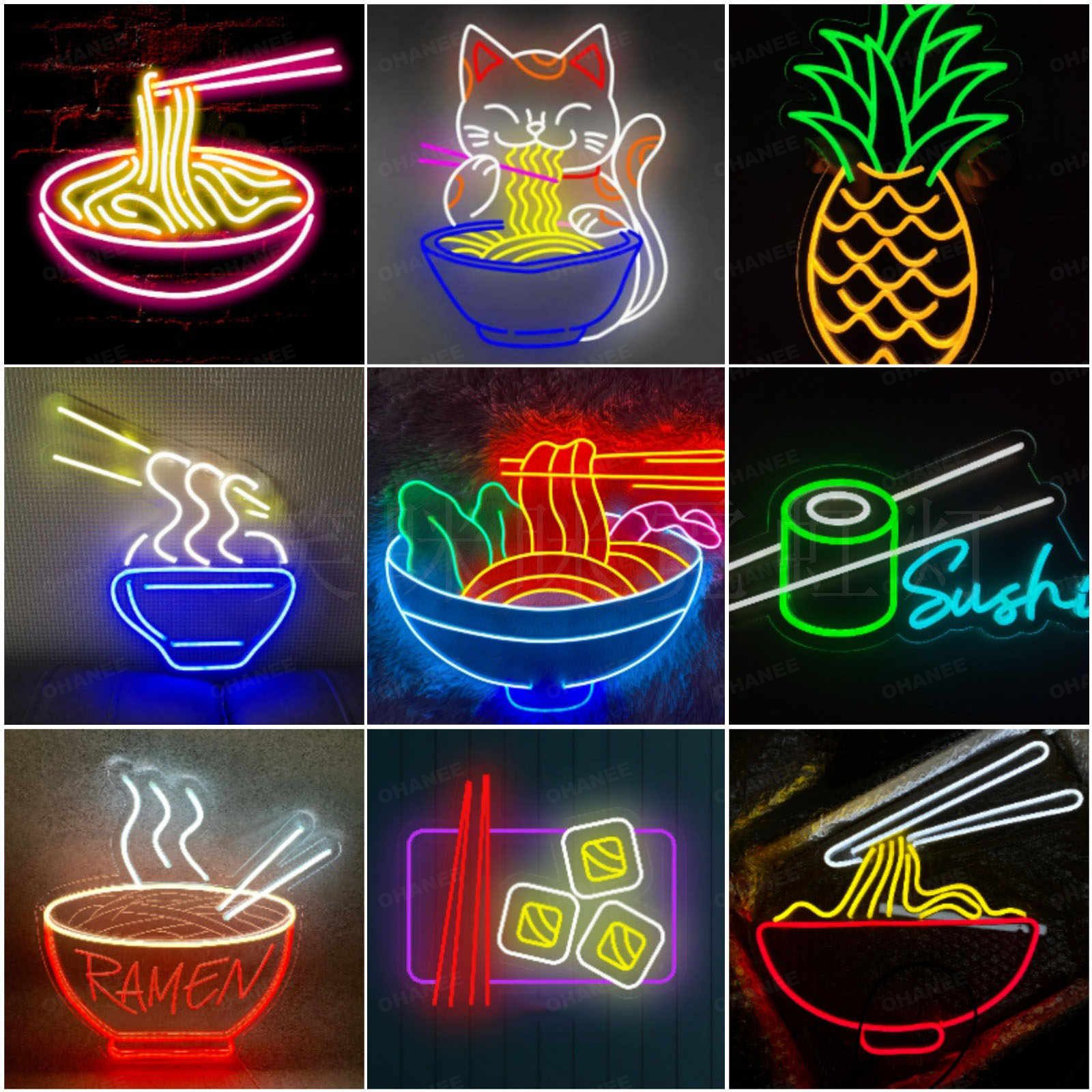 led寿司招财猫面条灯牌装饰
