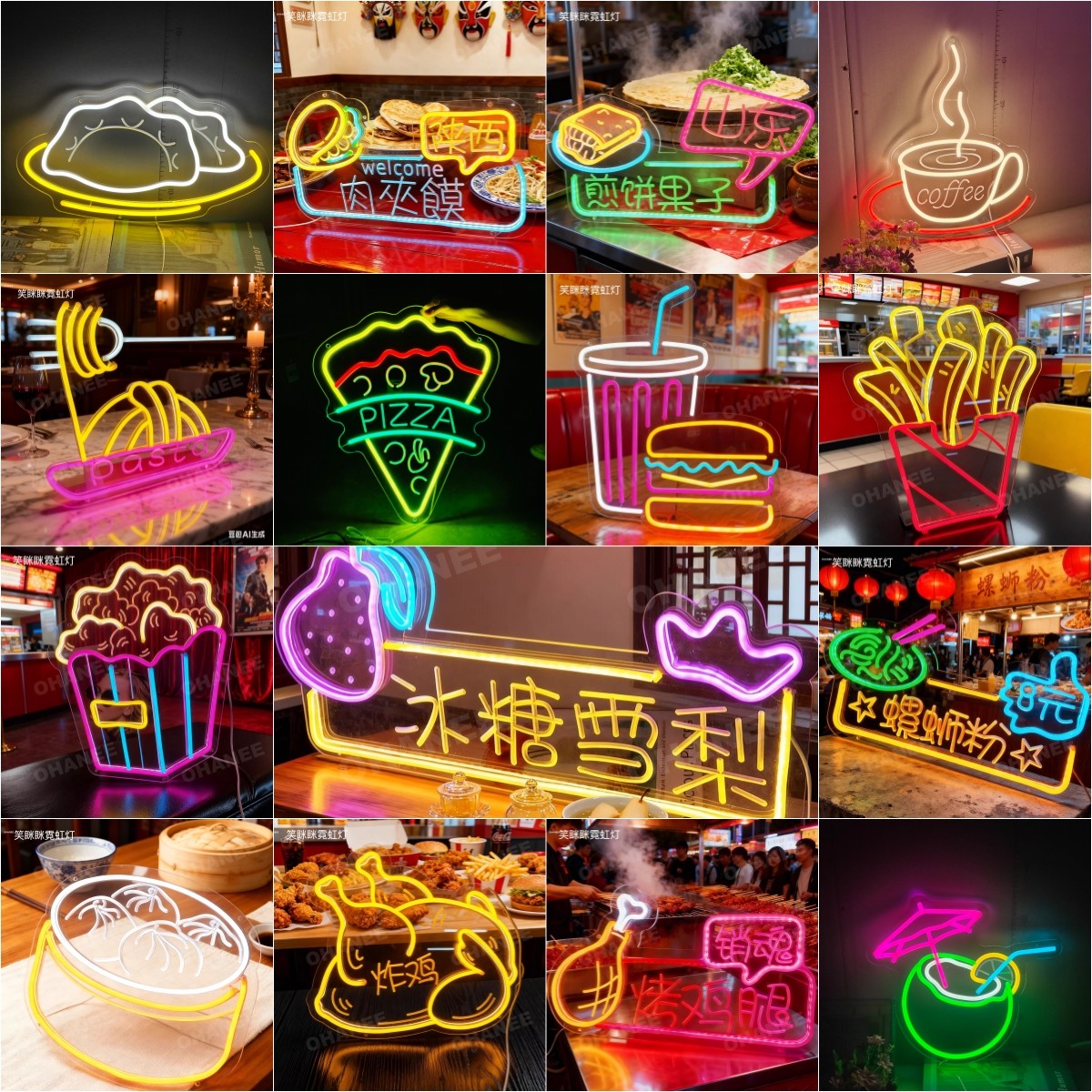 造型灯灯牌奶茶汉堡霓虹灯