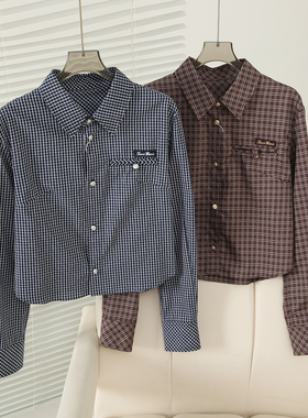 2025秋季新款女装学院风气质通勤简约格子长袖衬衣TTYC253802P