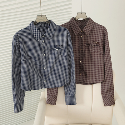 2025秋季新款女装学院风气质通勤简约格子长袖衬衣TTYC253802P