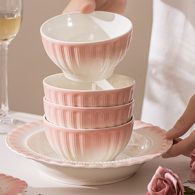 碗家用2025新款高颜值奶油风餐具碗碟碗盘釉下彩碗筷乔迁新婚礼物,餐饮具,碗,淘宝优惠券,粉丝福利购,淘宝优惠卷