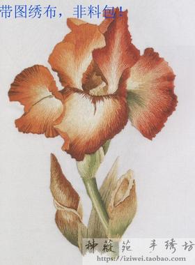 rust red bearded iris 锈红髯鸢尾刺绣图免画图绣布带图绣布绣片
