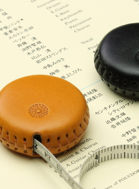 手工缝线植鞣革测量腰围尺真皮包裹把玩尺设计师随身便携软尺卷尺