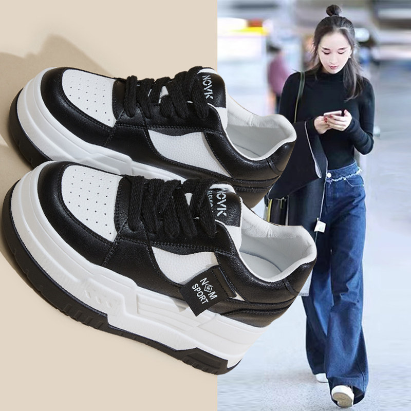 厚底真皮小白鞋女2025春季新时尚休闲鞋