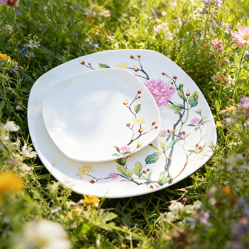 隆达骨瓷菜盘方形国风餐具微瑕