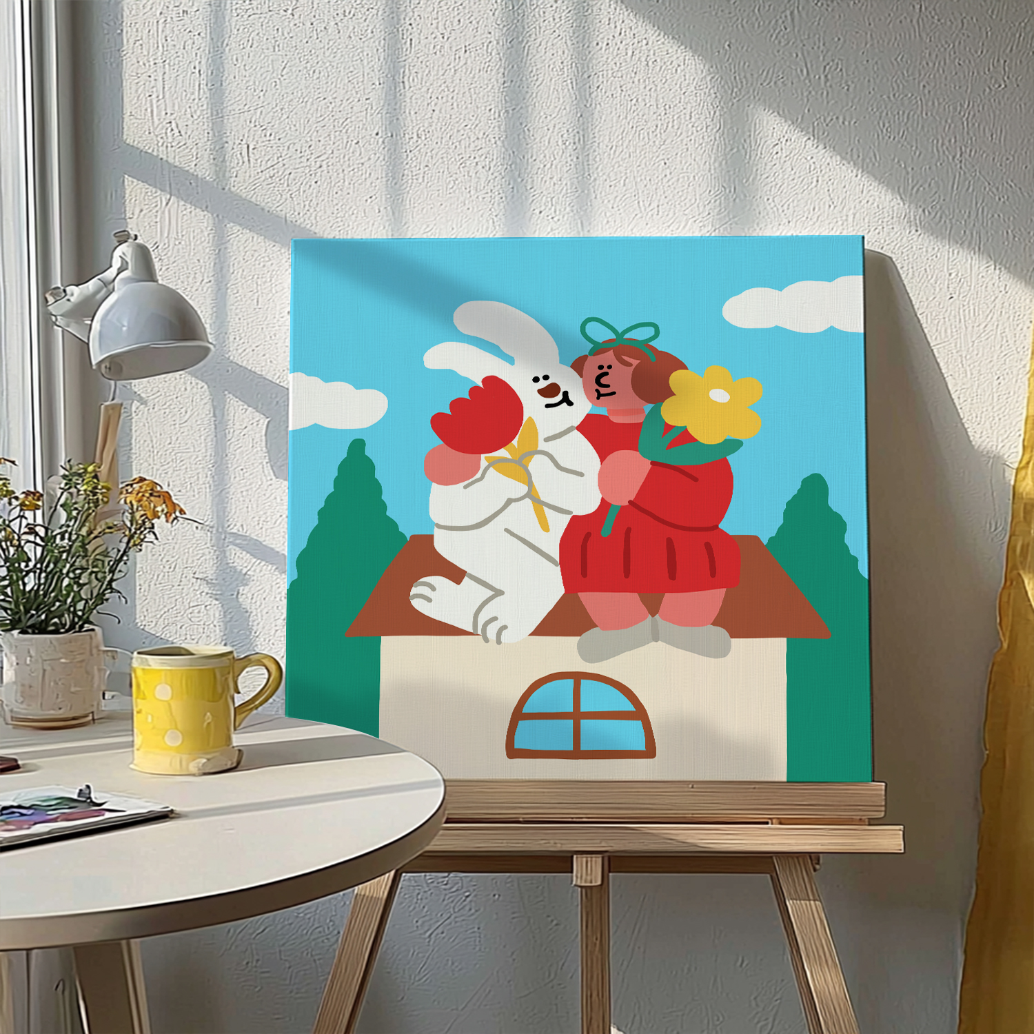 umbluela 趣味卡通装饰画儿童房温馨可爱小众潮画创意方形艺术画图片