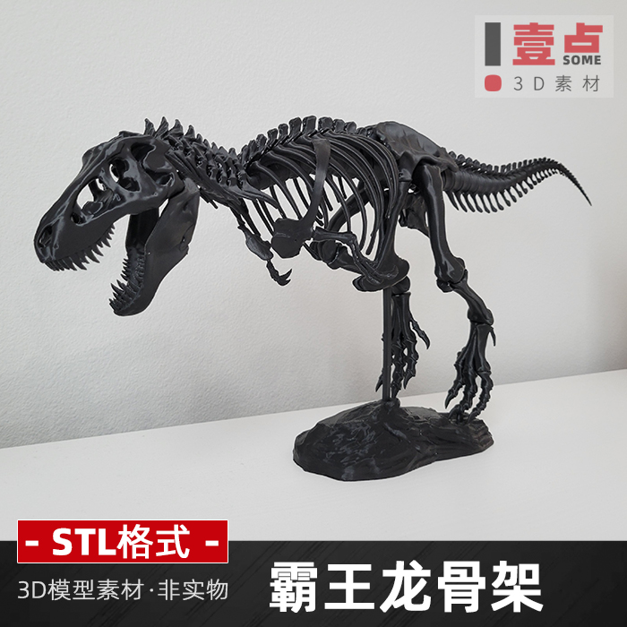 霸王龙骨架stl格式文件3D打印机模型3d恐龙化石组装资料