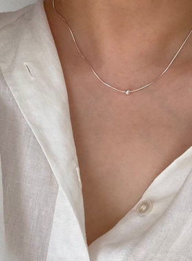 闪亮高级感极细简约圆珠蛇骨链s925纯银气质百搭锁骨颈链个性通勤