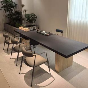 意式轻奢一体式实木泡茶桌大理石茶台现代简约高级感办公室家用