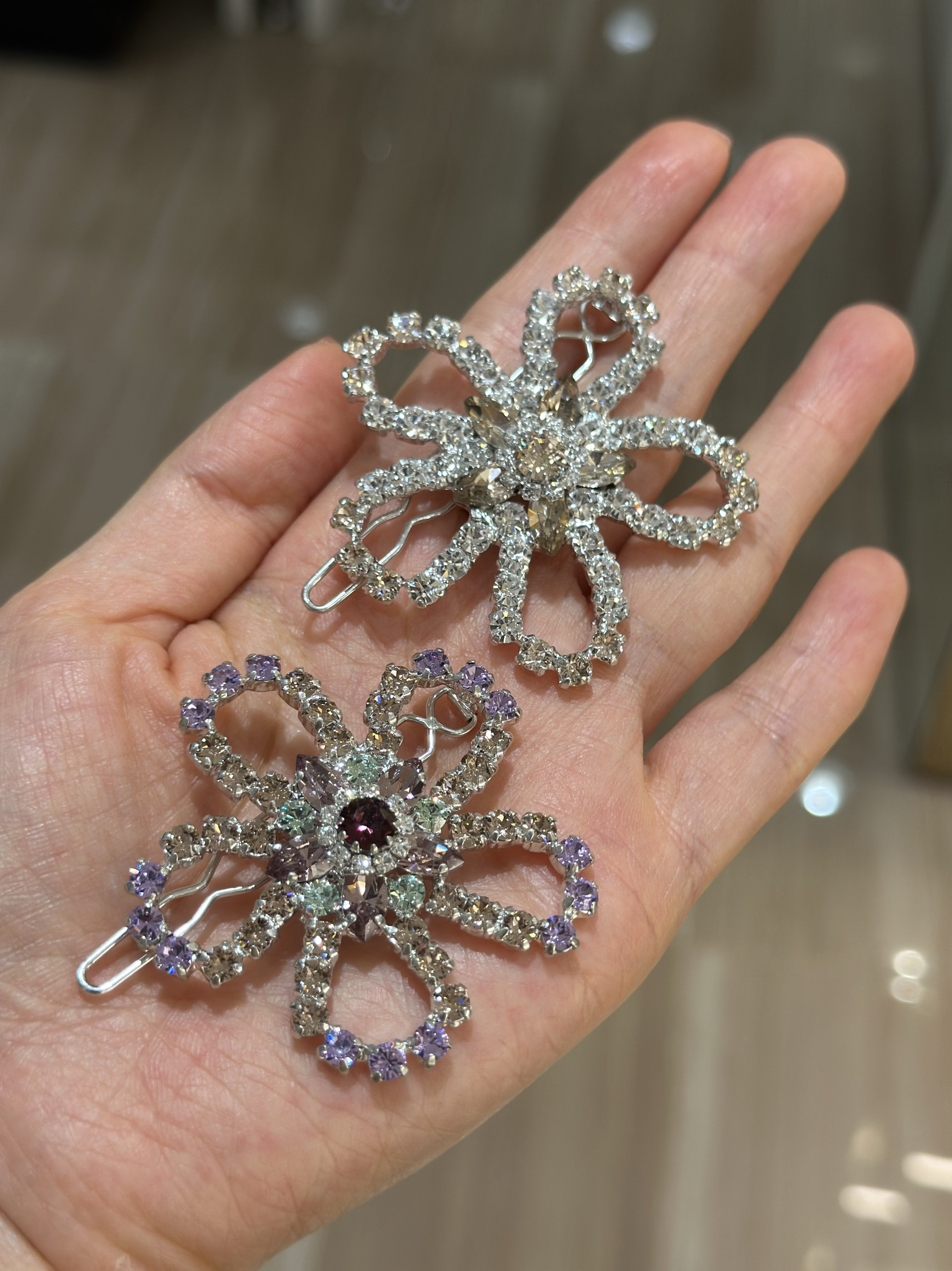 alexandrezouari亚历山大施华利发饰豪华水钻花朵珠宝款刘海边夹