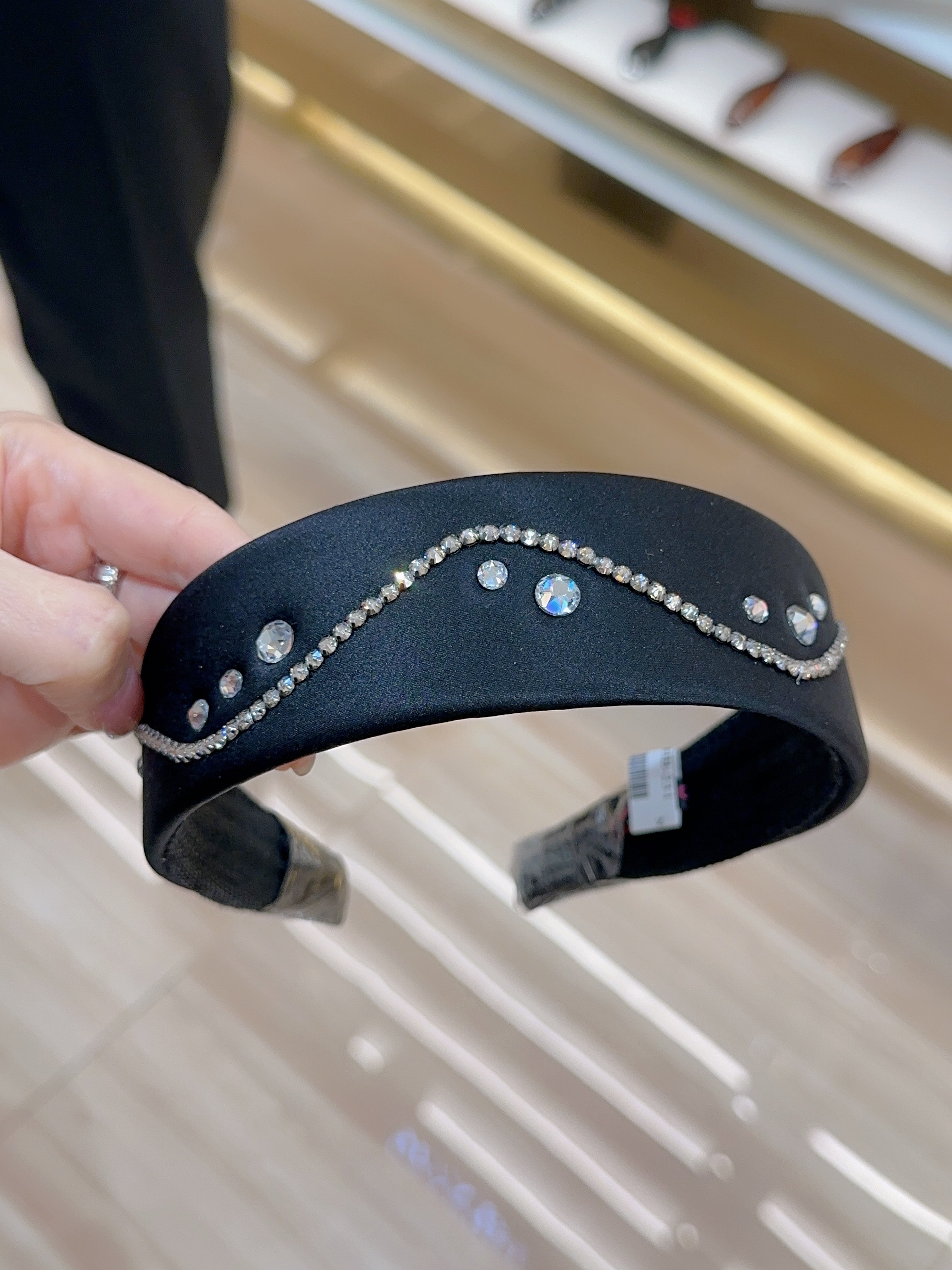 alexandrezouari亚历山大施华利发饰黑色真丝水钻优雅发箍头箍