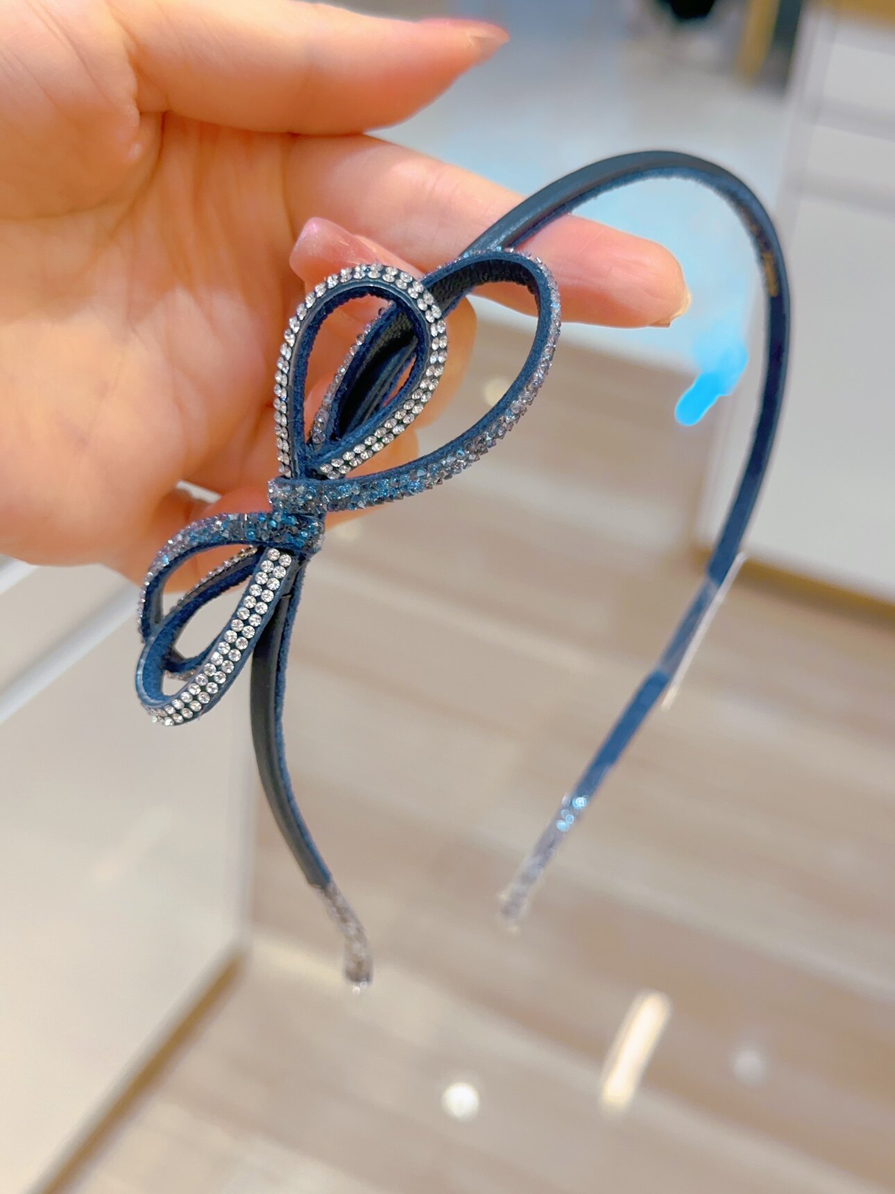 alexandrezouari亚历山大施华利发饰深蓝灵动水钻蝴蝶结发箍头箍