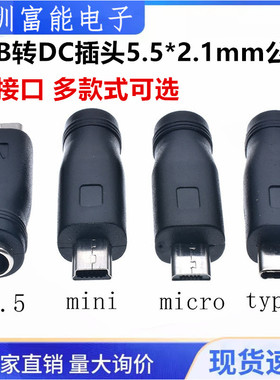 安卓Type-c micro TYPE-C USB转DC插头5.5*2.1mm公头转换头5V接口