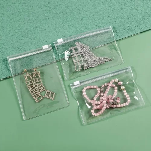 10个pvc透明拉链袋饰品收纳袋子拉头自封袋包装盲盒收纳密封加厚