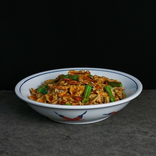 陶瓷釉下彩湘菜特色农家乐商用餐具江西小炒盘炒菜盘圆形盘子厚实