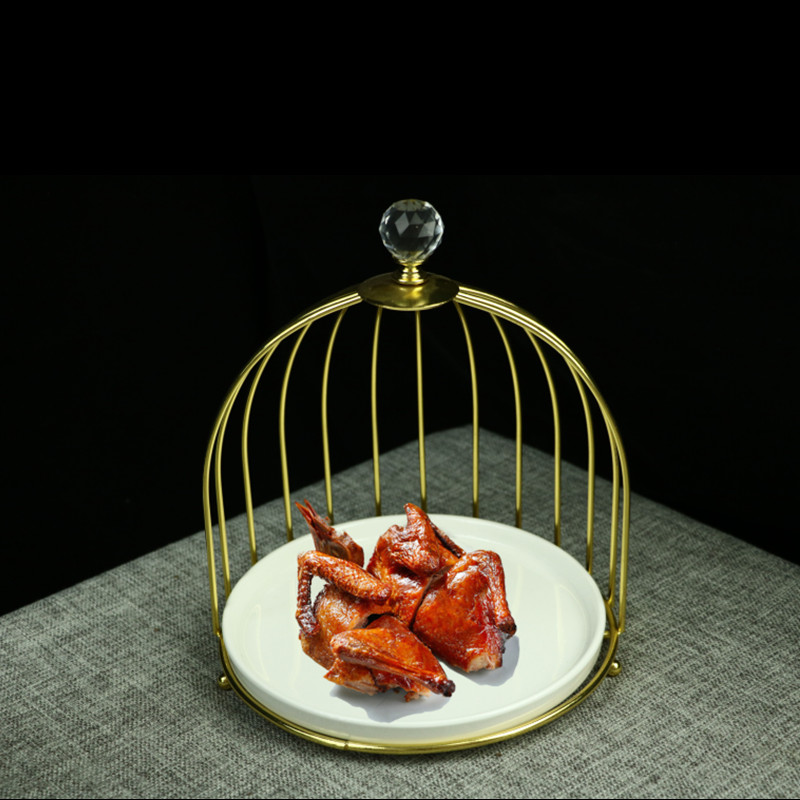 中式创意铁艺鸟笼陶瓷组合乳鸽盘特色酒店小吃点心天鹅酥意境餐具 餐饮具 盘 原图主图