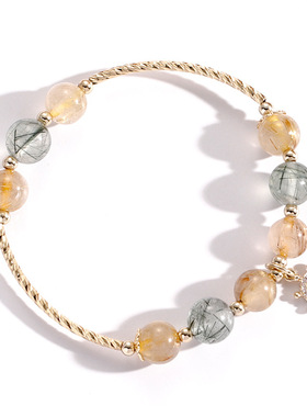 金发晶手链女ins小众设计学生闺蜜绿发晶手串简约手饰