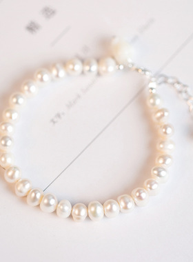 巴度天然淡水珍珠玲花手链女生轻奢精致手串网红手饰品配饰尾链