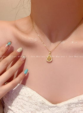 新中式国风葫芦吊坠钛钢项链女轻奢小众设计感精致锁骨链颈链配饰