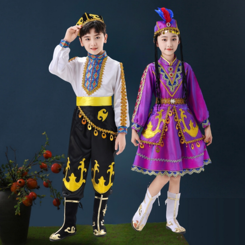 儿童新疆维吾尔族舞蹈表演服