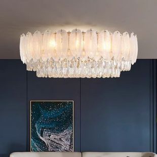 羽毛客厅吸顶水晶灯法式 奶油风轻奢卧室吸顶灯餐厅中山设计师灯具