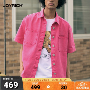 JOYRICH美式 polo领衬衫 短袖 复古水洗彩色牛仔廓形工装 男女春夏新