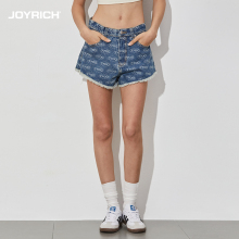 JOYRICH美式复古水洗做旧磨边牛仔短裤子2024夏女士新款辣妹女生