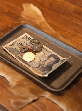 日本PUEBCO复古长方形铸铁托盘家用摆件桌面储物整理收纳盘简约