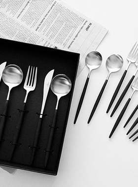 零选 葡萄牙Cutipol GOA不锈钢黑银餐具西餐牛排刀叉家用蛋糕餐具