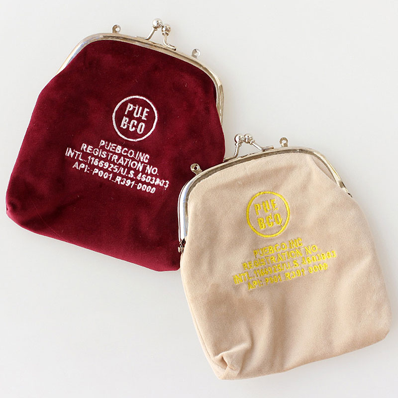 日本进口PUEBCO复古丝绒零钱包女刺绣卡扣设计欧式大容量化妆包